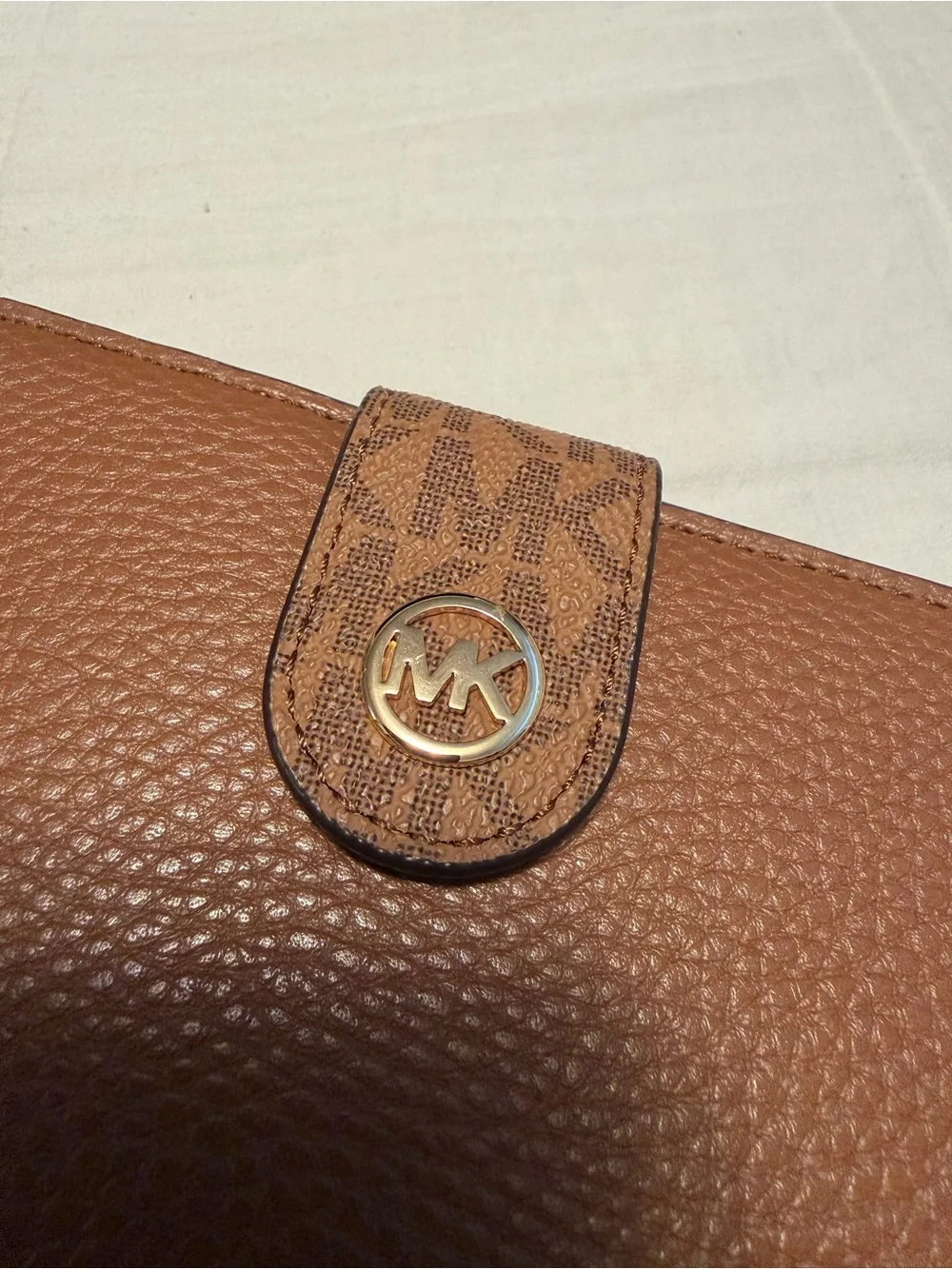 Michael Kors Tan Brown Pebbled Leather Snap Wallet